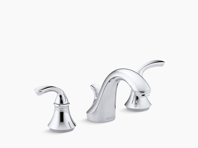 forte widespread bathroom sink faucet with sculpted lever handles
